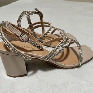 TOP Moda Women's Silver and Cream Strappy Heels